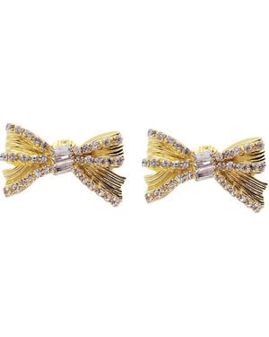 Achala Handcrafted Sparkle Crystal Bow Earrings - Metallic