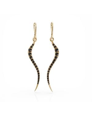 Linda Fiore Swirl Earrings Vermeil With Onyx Cz - Metallic