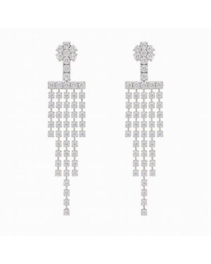 Maison De Gala Floral Bar Fringe Crystal Earrings - White
