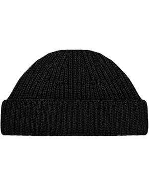 Paul James Knitwear Heavyweight Extra Fine Merino Craster Fisherman Beanie - Black