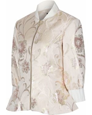 Lioness by Tf Neutrals Ivory Shimmery Flora Fitted Jacket Blouse - Natural