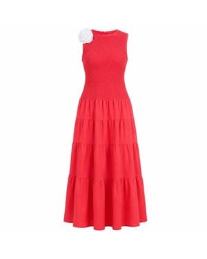 MARICEL Valentina Linen Maxi Dress - Red
