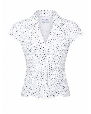 Ats the Label Marielle Polkadot Ruched Blouse - White
