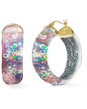 Gold & Honey Sequin Iridescent Lucite Hoops - Blue