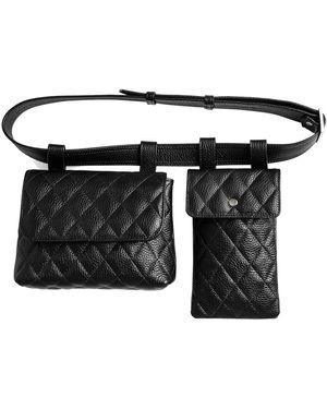 Laura Olaru Double Emma Quilted Leather Belt Bag - Black