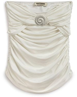 Nocturne Ecru Strapless Oyster Accessory Blouse - White