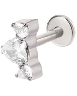 Vanhi Curved Crystal Threadless Flat Back Titanium Cartilage Stud - White