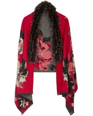 Saachi Bloom Reversible Fur Scarf - Red