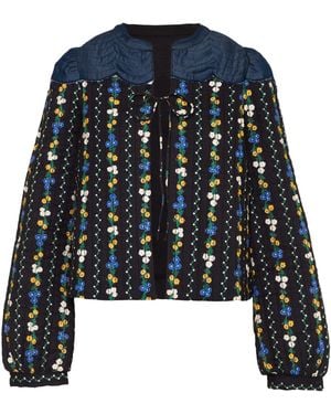 Rose & Nancy Kiri Floral Printed Scalloped Jacket - Blue