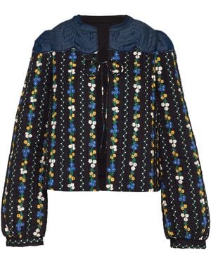 Rose & Nancy Kiri Floral Printed Scalloped Jacket - Blue
