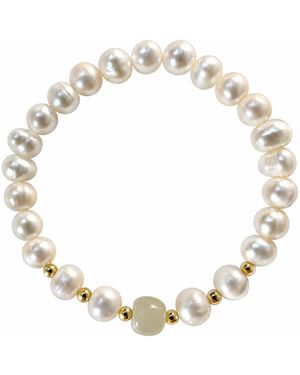 ORIGIN OF HEARTS Marina Bracelet – Freshwater Pearl & Natural Hetian Jade Bracelet - Metallic