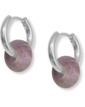 A Weathered Penny Amethyst Hoops - Metallic
