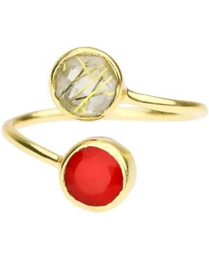 Saachi Double Gemstone Ring - White
