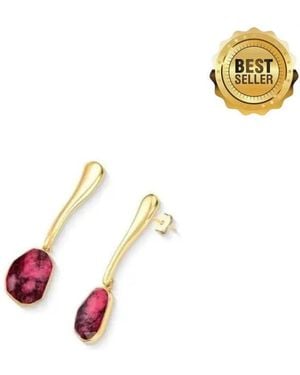 Purplee Store Rhodonite Plated Earrings Sculptural Design - White