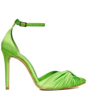 Ginissima Ana Fluo Satin Slingbacks - Green