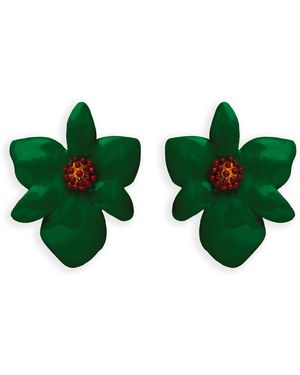 Lavani Jewels Orchid Earrings - Green