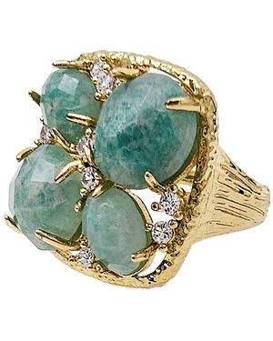 Farra Amazonite Setting Statement Ring - Green