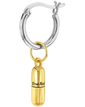 True Rocks 18Kt Plated Mini Pill On Sterling Hoop - Metallic