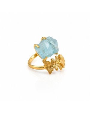 Ormiro Nymph Aquamarine Leaf Ring - Blue