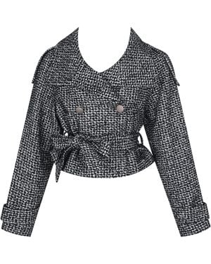 Miss Circle New York Sadie & Tweed High Collar Belted Mini Jacket - Black