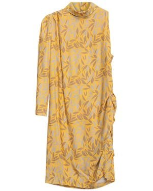 Niza Dune Short Dress With Asymmetrical Print And Sleeveless Design - Metallic