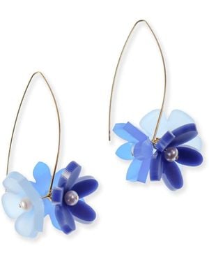 By Chavelli Flowerball Dangly Earrings - Blue