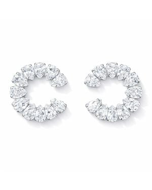 Maison De Gala Pear Crystal Hoop Earrings - Metallic