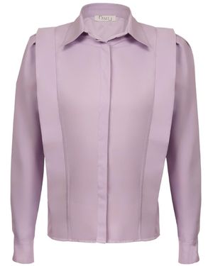 Maan Istanbul Shirt With Hidden Buttoned Flywheel Detail - Purple