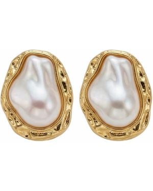 Divine Aria Keshi Pearl Studs, Vermeil Plated, Natural Grade Aaa Pearls - Metallic