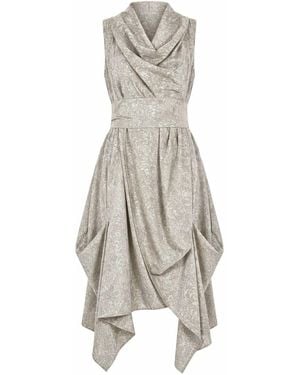 Atom Label Wrap Ruched Dress Champagne Ornate - White
