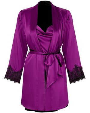 X Intima Satin Nightgown Elegance With Soft Lace - Purple