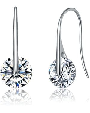 Genevive Jewelry Rachel Glauber Elegant Plated With Round Cubic Zirconia Hook Earrings - White