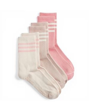 HIGH HEEL JUNGLE by KATHRYN EISMAN Varsity Premium Cotton Pilates Yoga Grip Socks - Pink
