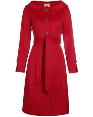 Santinni 'Ingrid' 100% Cashmere & Wool Dress Coat - Red