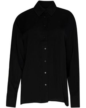 Circular Path Long Sleeve Oversized Shirt - Black