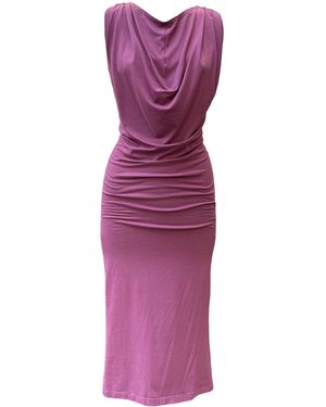 Imaatu Oshun Berry Sustainable Sculpting Bamboo Midi Second-Skin Waterfall Drape - Purple