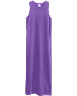 Zenzee Cotton Cashmere Maxi Dress With Side Slits - Purple