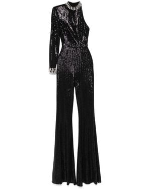 Nissa Sequined Flare Jumpsuit - Black