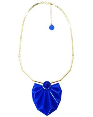 Gissa Bicalho Handmade Acrylic Necklace Choker Papyrus Bic - Blue
