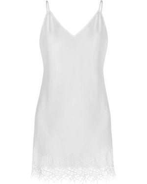 Avenue 8 Embellished Mini Silk Dress - White