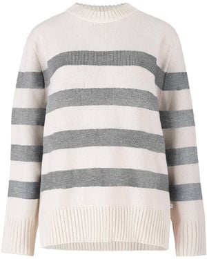 SALANIDA Marina Striped 100% Merino Jumper - White