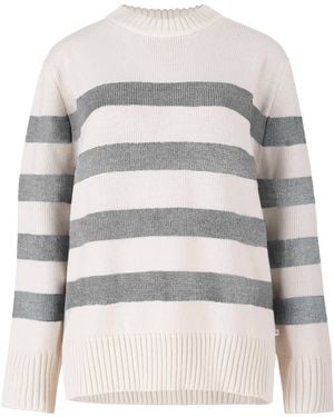 SALANIDA Marina Striped 100% Merino Jumper - White