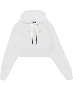 Kapture Travel Logo-Print Cropped Hoodie - White