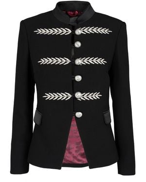 The Extreme Collection Blazer With Embroidered Accents - Black