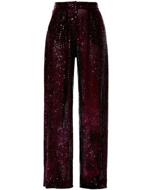 AGGI by HALEWSKI Omena Sparkle Wide Sequin Trousers With Slits - Red