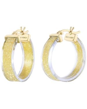 Gold & Honey Wide Glitter Hoop Earrings - Metallic