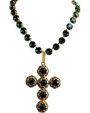 Laura Gray Italian & Crystal Cross Pendant - Metallic
