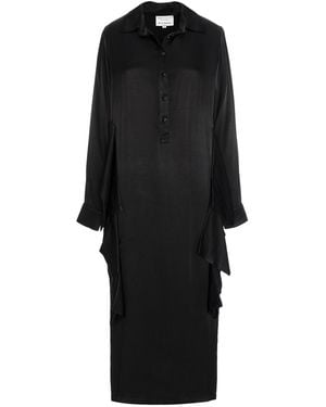 Silvia Serban Satin Dress With Long Sleeves - Black