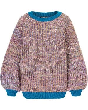 Cara & The Sky Debbie Recycled Cotton Blend Oversized Balloon Sleeve Jumper - Green
