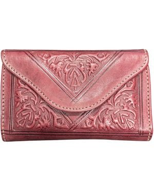 Berber Leather Small Leather Tri-Fold Purse Oxblood - Red